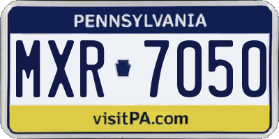 PA license plate MXR7050