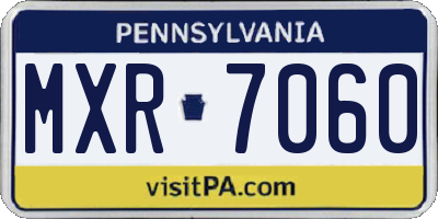 PA license plate MXR7060