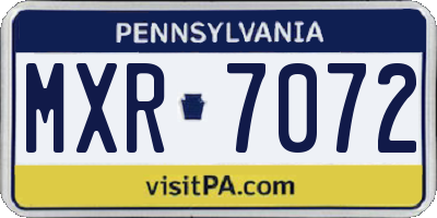 PA license plate MXR7072