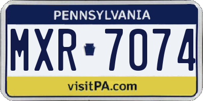 PA license plate MXR7074