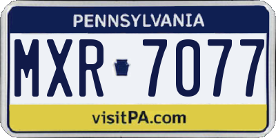 PA license plate MXR7077