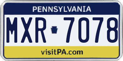 PA license plate MXR7078