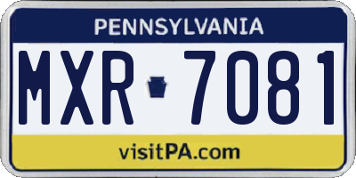 PA license plate MXR7081