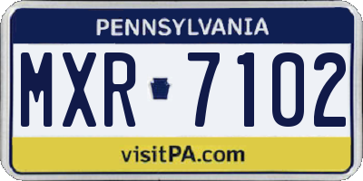 PA license plate MXR7102