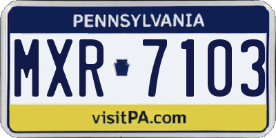 PA license plate MXR7103
