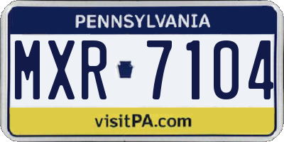 PA license plate MXR7104