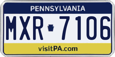 PA license plate MXR7106
