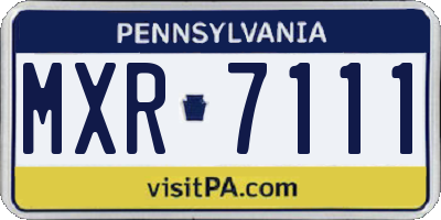 PA license plate MXR7111