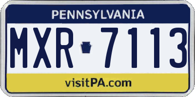 PA license plate MXR7113