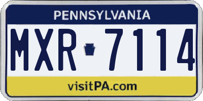 PA license plate MXR7114