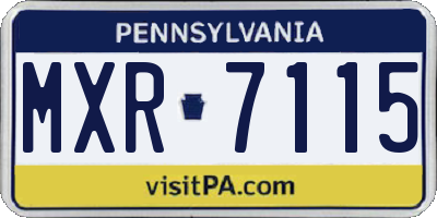PA license plate MXR7115