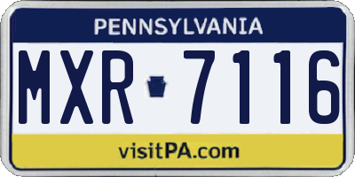 PA license plate MXR7116