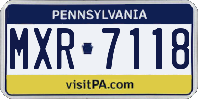 PA license plate MXR7118