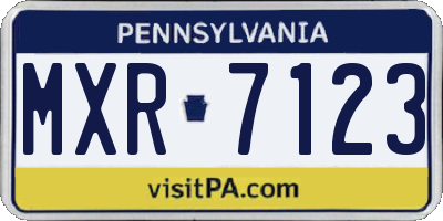 PA license plate MXR7123