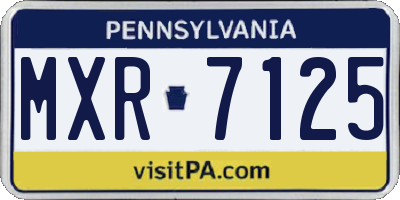 PA license plate MXR7125