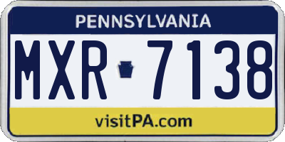 PA license plate MXR7138