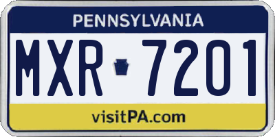 PA license plate MXR7201