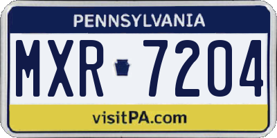 PA license plate MXR7204