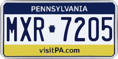 PA license plate MXR7205