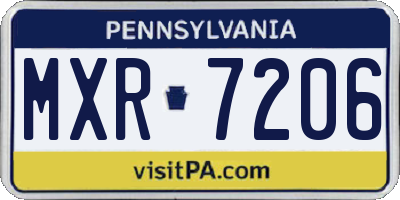 PA license plate MXR7206