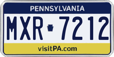 PA license plate MXR7212