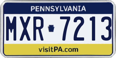 PA license plate MXR7213