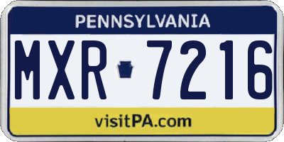 PA license plate MXR7216