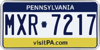 PA license plate MXR7217