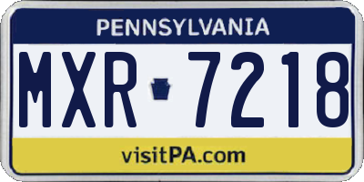 PA license plate MXR7218