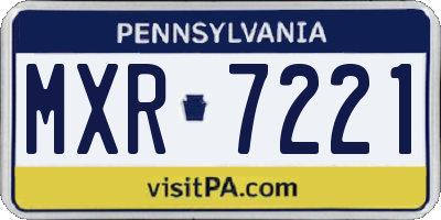 PA license plate MXR7221
