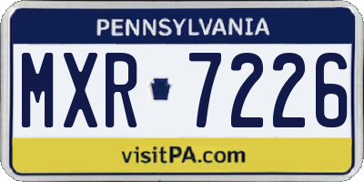 PA license plate MXR7226