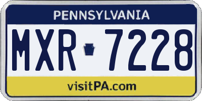 PA license plate MXR7228