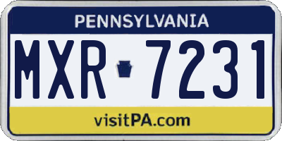 PA license plate MXR7231