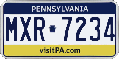 PA license plate MXR7234