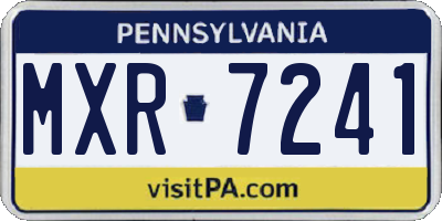 PA license plate MXR7241
