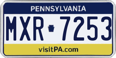 PA license plate MXR7253