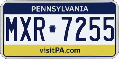 PA license plate MXR7255