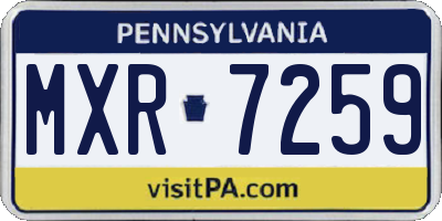 PA license plate MXR7259