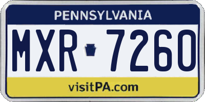 PA license plate MXR7260