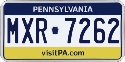 PA license plate MXR7262