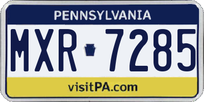 PA license plate MXR7285