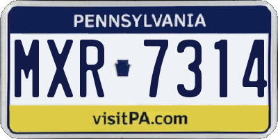 PA license plate MXR7314