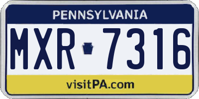 PA license plate MXR7316