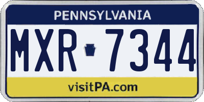 PA license plate MXR7344