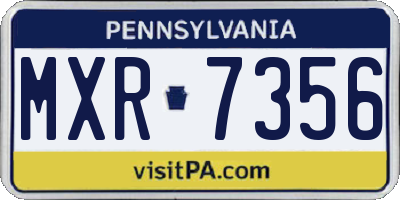PA license plate MXR7356