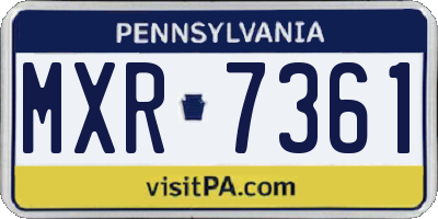 PA license plate MXR7361