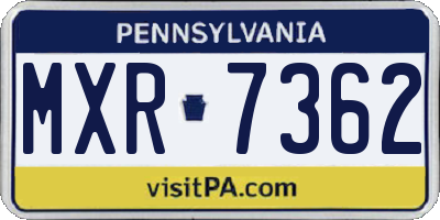 PA license plate MXR7362