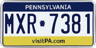 PA license plate MXR7381