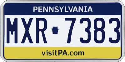 PA license plate MXR7383