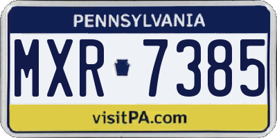 PA license plate MXR7385